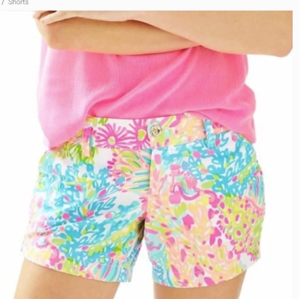 Lilly Pulitzer Callahan Shorts in Multi Lovers Coral size 10 NWT RARE HTF print!